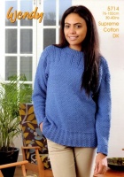 Knitting Patterns - Wendy 5714 - Supreme Cotton DK - Guernsey Style Sweater